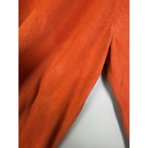 Lauren RL Womens 2X Orange Sweater Funnel Neck Button Cozy Autumn Classic Preppy - Picture 5 of 13